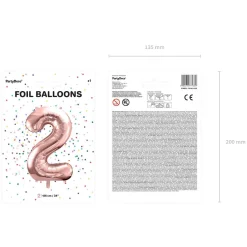 PARTYDECO Balon Pink Metal Foliowy Cyfra 