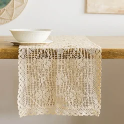 HOMLA Bieznik Crochet Szydelkowy Bezowy 40X160 Cm