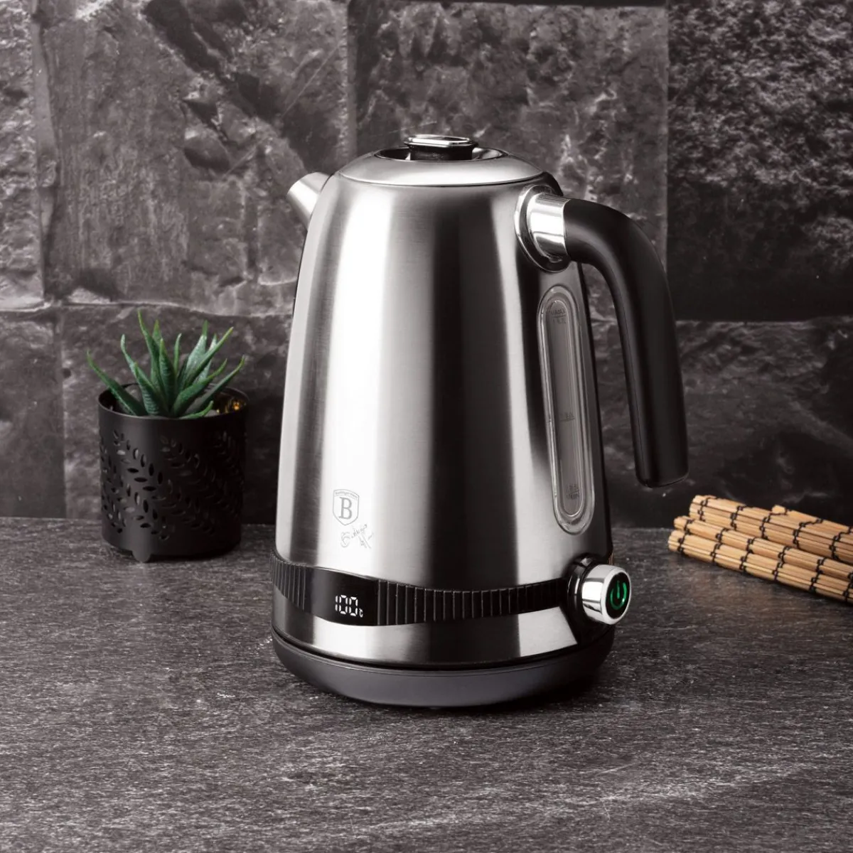 BERLINGER HAUS Czajnik Elektryczny Black Silver Eternal Z Regulacja Temperatury Srebry 1,7 L