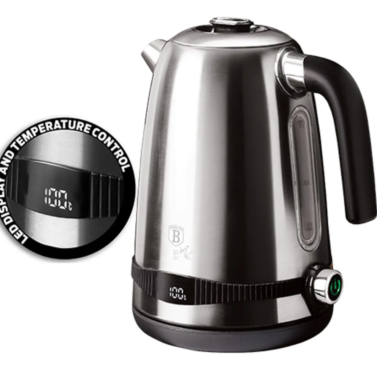BERLINGER HAUS Czajnik Elektryczny Black Silver Eternal Z Regulacja Temperatury Srebry 1,7 L