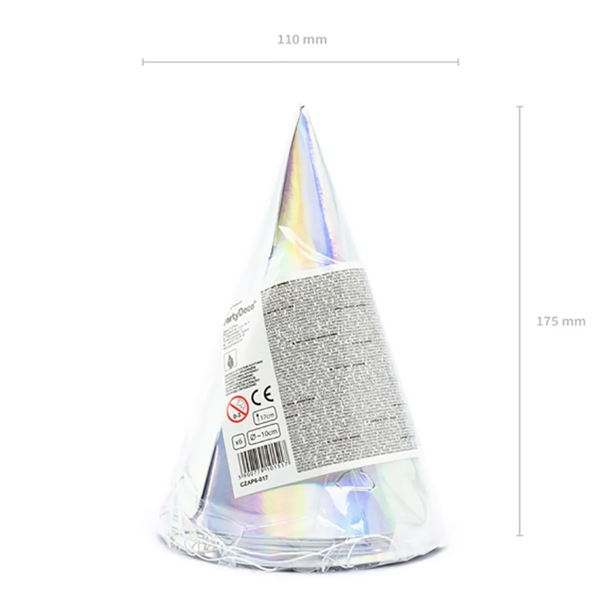 PARTYDECO Czapeczki Opal 6 Szt. 16 Cm