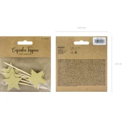 PARTYDECO Dekoracja Stars Do Muffinek Zlote Gwiazdki 6 Szt. 11,5 Cm