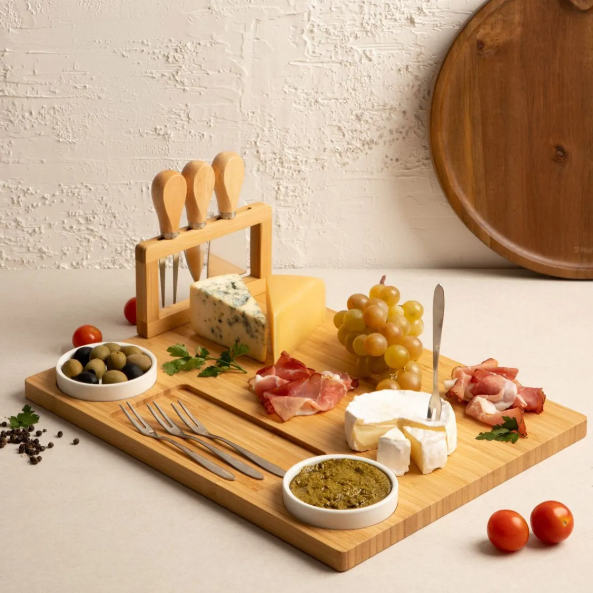 HOMLA Deska Rumi Do Serwowania Z Miseczkami I Widelczykami 37X28 Cm