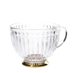 HOMLA Filizanka Barrel Szklana W Paski Ze Zlota Nozka 0,36 L