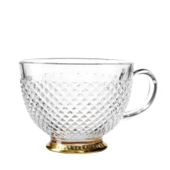 HOMLA Filizanka Barrel Szklana W Kropki Ze Zlota Nozka 0,36 L