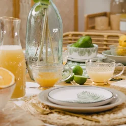 HOMLA Filizanka Barrel Szklana W Kropki Ze Zlota Nozka 0,36 L