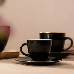 HOMLA Filizanka Ellie Ze Spodkiem Czarna 0,09 L