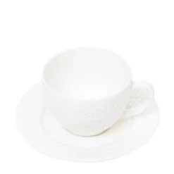 HOMLA Filizanka Sylia Duza Biala Z Ornamentem 0,25 L