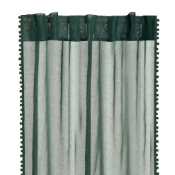 HOMLA Firanka Adi Z Pomponikami Zielona 140X250 Cm