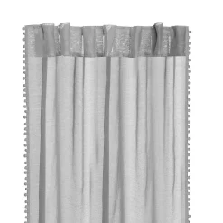 HOMLA Firanka Adi Z Pomponikami Szara 140X250 Cm