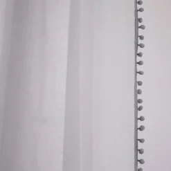 HOMLA Firanka Adi Z Pomponikami Szara 140X250 Cm