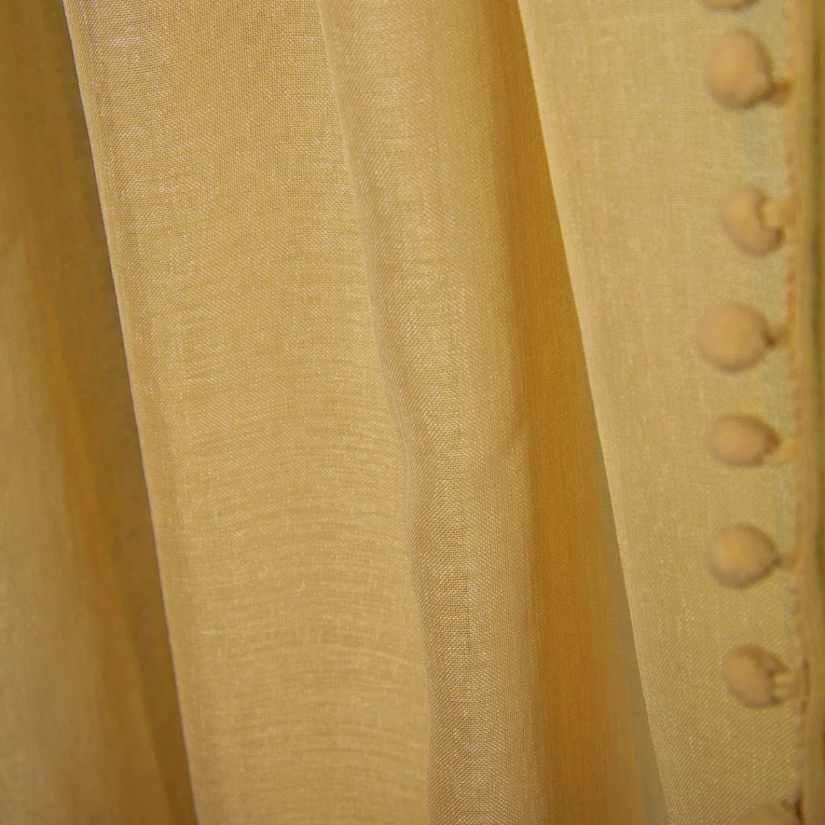 HOMLA Firanka Adi Z Pomponikami Musztardowa 140X250 Cm