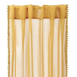 HOMLA Firanka Adi Z Pomponikami Musztardowa 140X250 Cm