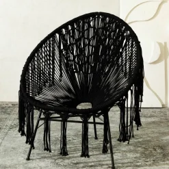 HOMLA Fotel Acapulco Bliss Makrama Czarna 93X73X85 Cm