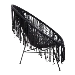 HOMLA Fotel Acapulco Bliss Makrama Czarna 93X73X85 Cm