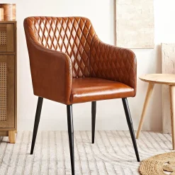 HOMLA Fotel Brizo W Obiciu Ze Skory Bawolej Brazowe 55X60X86 Cm