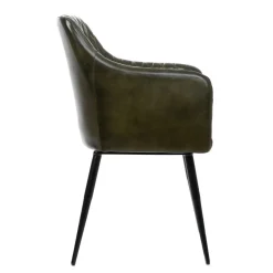 HOMLA Fotel Brizo W Obiciu Ze Skory Bawolej Zielone 55X60X86 Cm