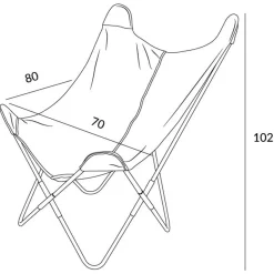HOMLA Fotel Butterfly Z Metalowa Rama - Czarna Tkanina 70X80X102 Cm