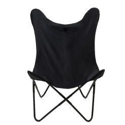 HOMLA Fotel Butterfly Z Metalowa Rama - Czarna Eco Skora 70X80X102 Cm