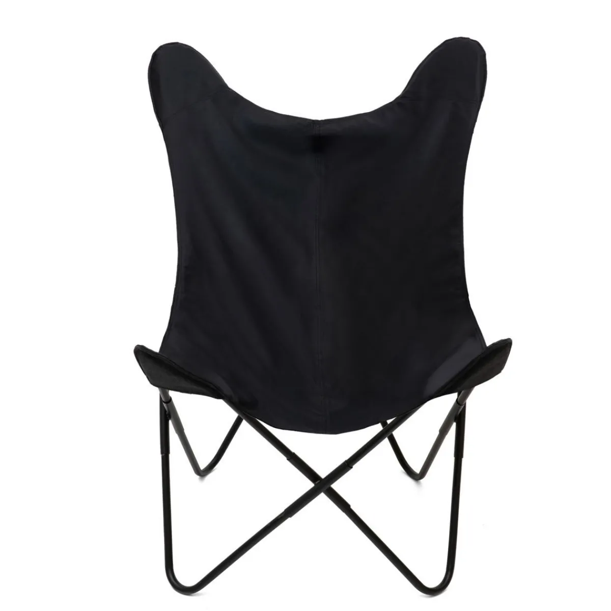 HOMLA Fotel Butterfly Z Metalowa Rama - Czarna Eco Skora 70X80X102 Cm