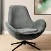 HOMLA Fotel Lunaire Obrotowy W Tkaninie Teddy Boucle Szary 86X76X87 Cm