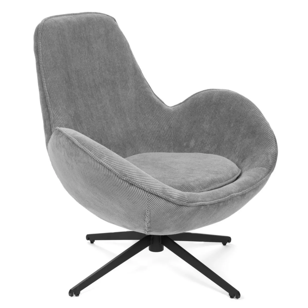 HOMLA Fotel Lunaire Obrotowy W Tkaninie Teddy Boucle Szary 86X76X87 Cm