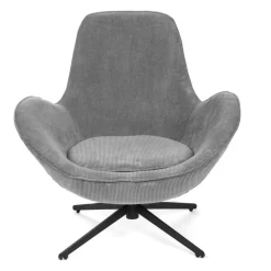 HOMLA Fotel Lunaire Obrotowy W Tkaninie Teddy Boucle Szary 86X76X87 Cm