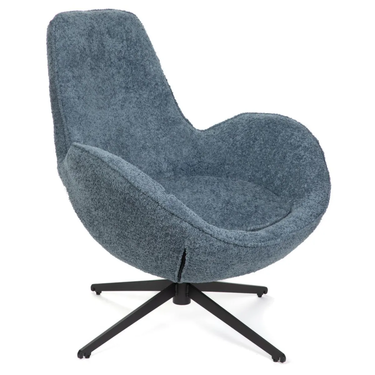 HOMLA Fotel Lunaire Obrotowy W Tkaninie Teddy Boucle Granatowy 86X76X87 Cm