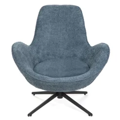 HOMLA Fotel Lunaire Obrotowy W Tkaninie Teddy Boucle Granatowy 86X76X87 Cm
