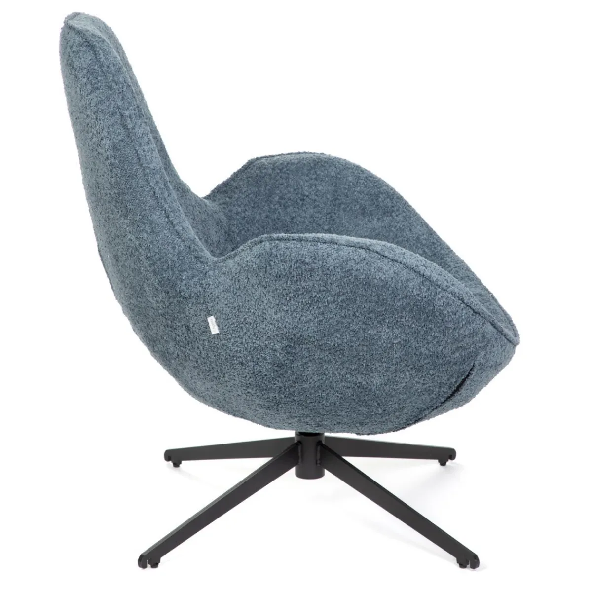 HOMLA Fotel Lunaire Obrotowy W Tkaninie Teddy Boucle Granatowy 86X76X87 Cm