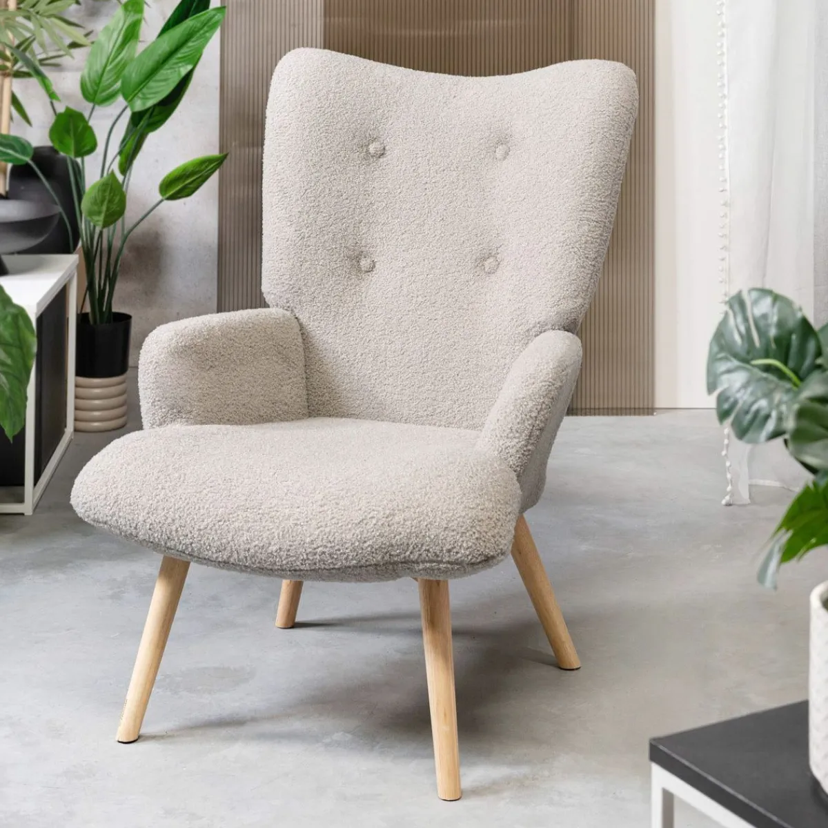 HOMLA Fotel Moss Teddy Boucle W Tkaninie Teddy