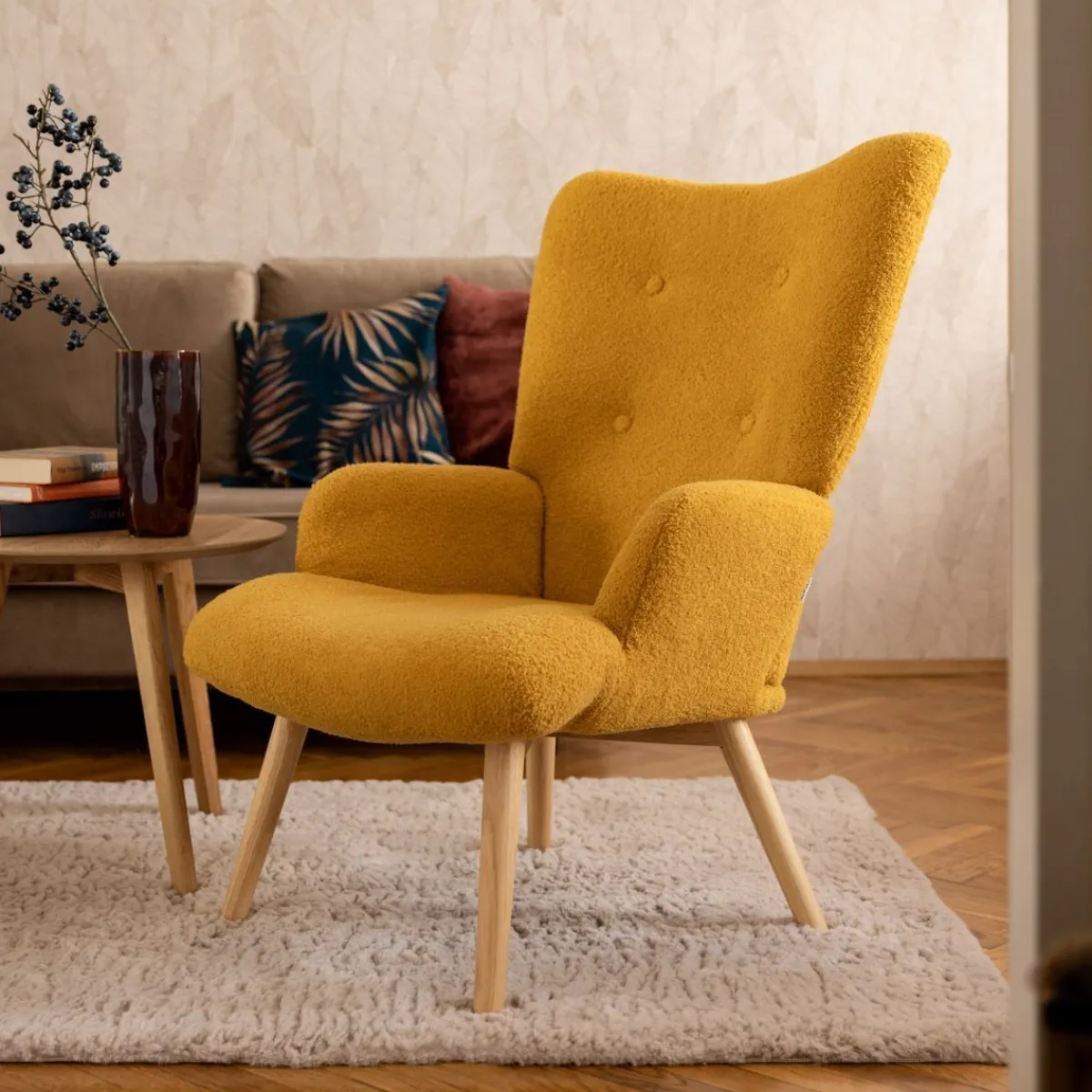 HOMLA Fotel Moss Teddy Boucle W Tkaninie Teddy