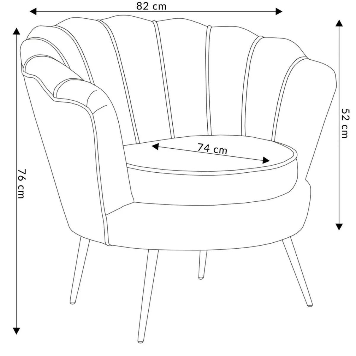 HOMLA Fotel Shelly Welurowy 82X74X76 Cm