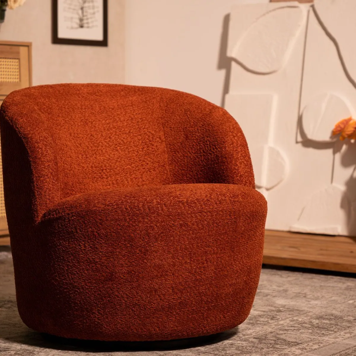 HOMLA Fotel Svingen Obrotowy Ceglasty 65.5X77X69Cm