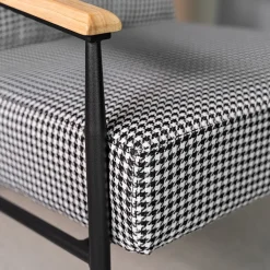 HOMLA Fotel Veludo Bialy W Czarna Pepitke 71X70X83 Cm