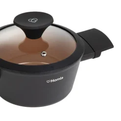HOMLA Garnek Tristan Z Pokrywka Czarno- Pomaranczowy 1,2 L