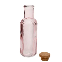 HOMLA Karafka Natia Ryflowana Z Korkiem Rozowa 1 L