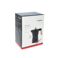 HOMLA Kawiarka Mia Mokka Czarna Z Drewnianym Uchwytem 6 Cup