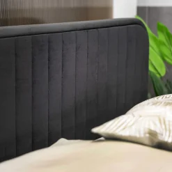 HOMLA Łóżko Karalius Welurowe Czarne 160X200 Cm