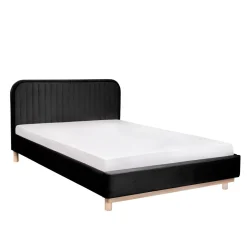 HOMLA Łóżko Karalius Welurowe Czarne 140X200 Cm