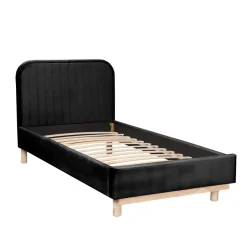 HOMLA Łóżko Karalius Welurowe Czarne 90X200 Cm