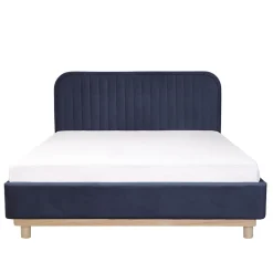 HOMLA Łóżko Karalius Welurowe Granatowe 140X200 Cm
