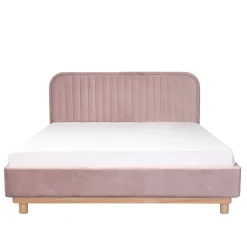HOMLA Łóżko Karalius Welurowe Rozowe 160X200 Cm