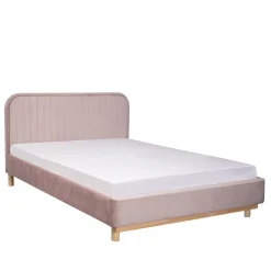 HOMLA Łóżko Karalius Welurowe Rozowe 140X200 Cm