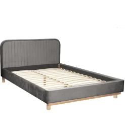 HOMLA Łóżko Karalius Welurowe Szare 160X200 Cm