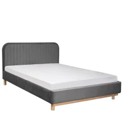 HOMLA Łóżko Karalius Welurowe Szare 140X200 Cm