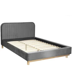 HOMLA Łóżko Karalius Welurowe Szare 140X200 Cm