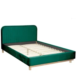 HOMLA Łóżko Karalius Welurowe Zielone 140X200 Cm