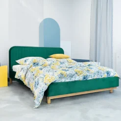 HOMLA Łóżko Karalius Welurowe Zielone 160X200 Cm