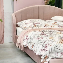 HOMLA Łóżko Reine Welurowe Rozowe 160X200 Cm